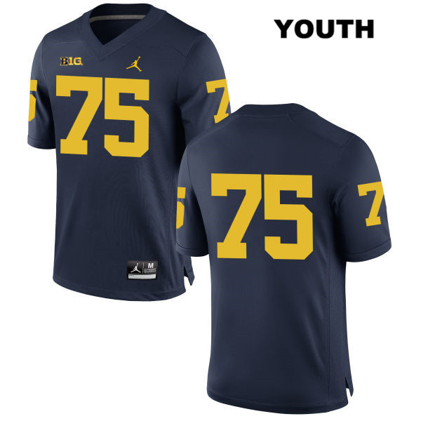 Youth NCAA Michigan Wolverines Jon Runyan #75 No Name Navy Jordan Brand Authentic Stitched Football College Jersey YK25Z65WD